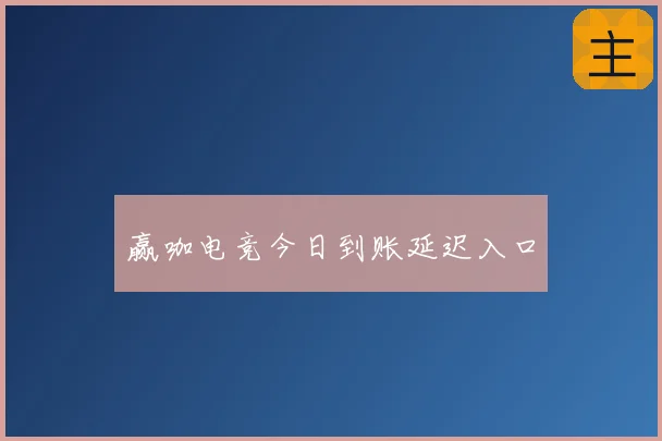 赢咖电竞今日到账延迟入口